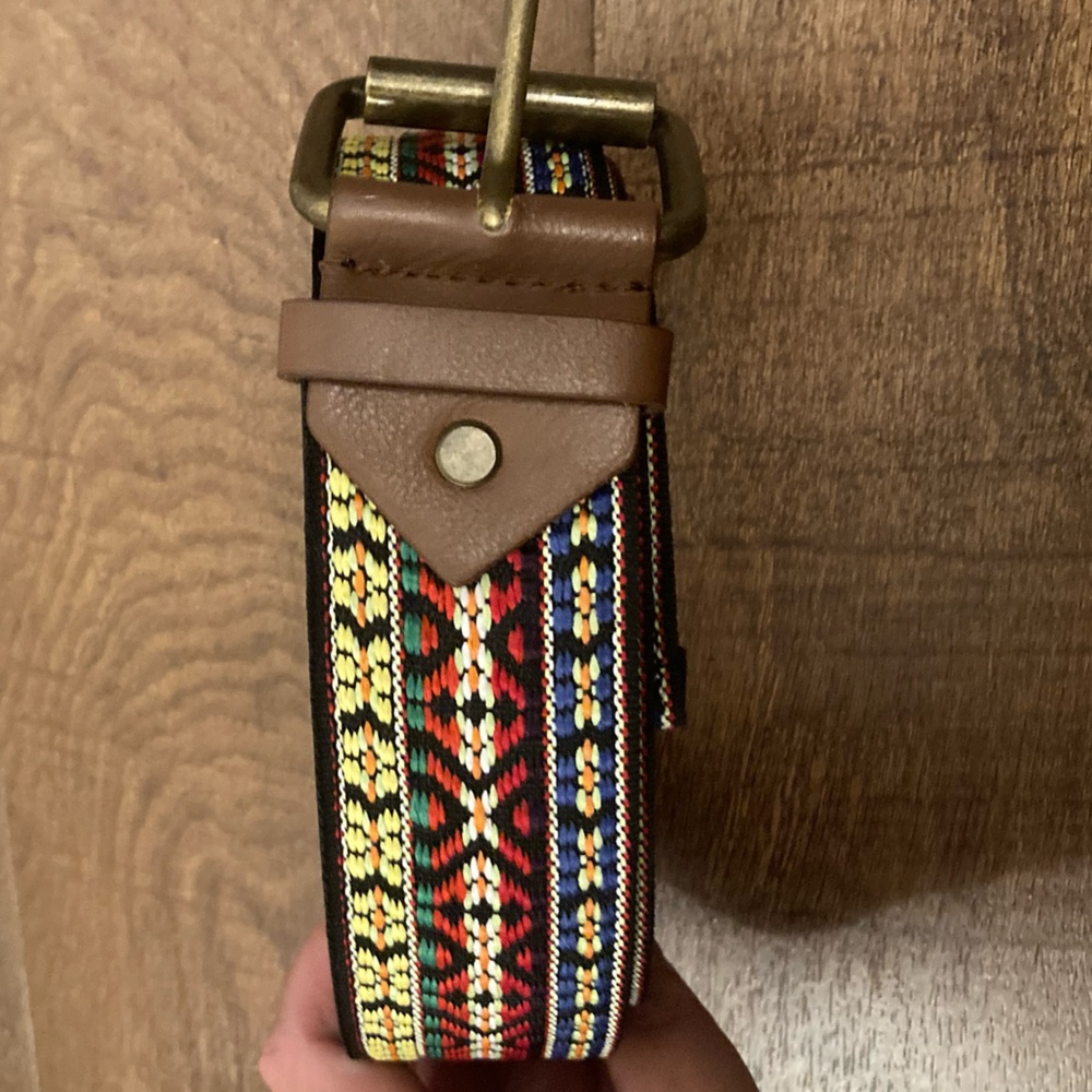 Boho Western Embroidered Belt Brown Vegan Leather Western EUC Women’s Plus 3X